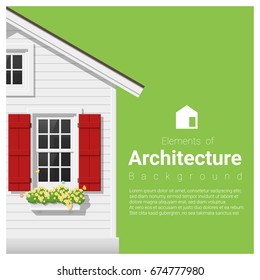 Elements of architecture background with a small house , vector ,illustration 