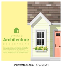 Elements of architecture background with a small house , vector ,illustration 