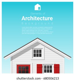 Elements of architecture background with a small house. Vector illustration 