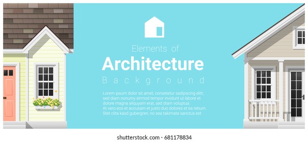 Elements of architecture background with a small house , vector ,illustration 