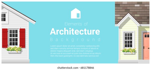 Elements of architecture background with a small house , vector ,illustration 