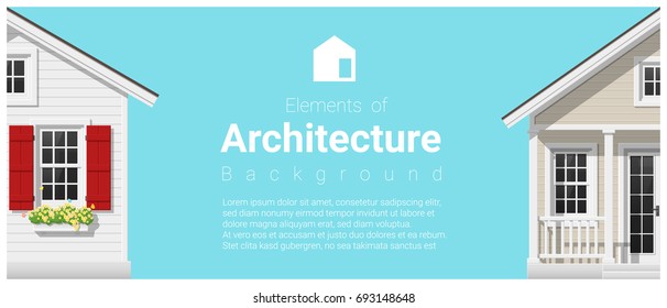 Elements of architecture background with a small house , vector ,illustration 