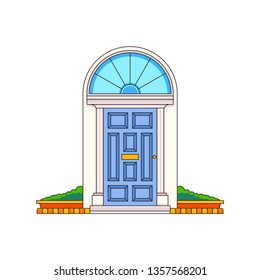 Elements of architecture , front door background, flat vector, illustration