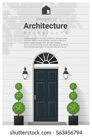 Elements Of Architecture , Front Door Background , Vector ,illustration 