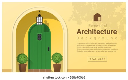 Elements Of Architecture , Front Door Background , Vector ,illustration 