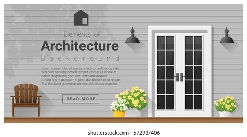Elements of architecture , front door background , vector ,illustration 