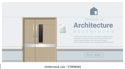 Elements of architecture , hospital corridor with doors background , vector ,illustration 