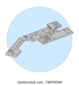 Elements of architecture project, Futuristic  background , vector ,illustration, Standard home - illustration. buildings at city drawing planing section isometric