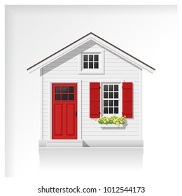 Elements of architecture with a small house icon isolated on white background , vector ,illustration