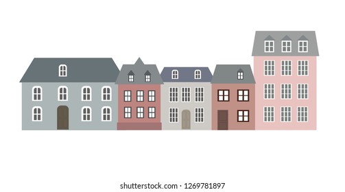 Elements of architecture with small houses isolated on transparent background , vector ,illustration