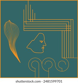 Elements of the Art Nouveau style and the head of the antique