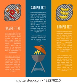 Elements of backyard picnic for design bbq menu. Bbq icon for ad.