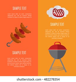 Elements of backyard picnic for design bbq menu. Bbq icon for ad.