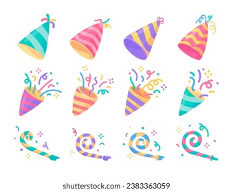 Elements in a birthday party. A fun party for children on the festival day. Vector Illustration.