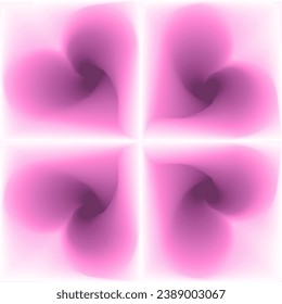 Elements blurred gradient heart in Y2k style with linear shapes, blurred elements of the aura of the heart. A modern minimalistic design element with blurred gradients. Vector hearts in rotation.
