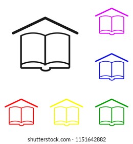 Elements of Book in multi colored icons. Premium quality graphic design icon. Simple icon for websites, web design, mobile app, info graphics on white background
