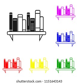 Elements of bookshelf in multi colored icons. Premium quality graphic design icon. Simple icon for websites, web design, mobile app, info graphics on white background