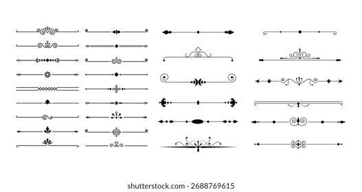 elementos ou conjunto de ilustrações de vetor de quadro de regras de borda e de página. Conjunto de elementos decorativos vetor vintage. divisores para o seu design. Divisor, borda, cabeçalho 