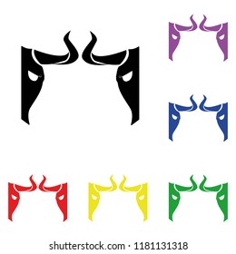 Elements of bull in multi colored icons. Premium quality graphic design icon. Simple icon for websites, web design, mobile app, info graphics on white background