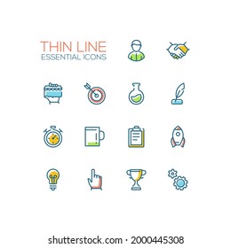 elements business finance symbols thin line icons