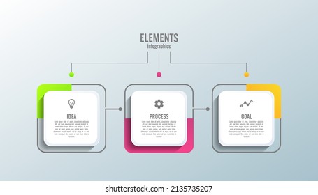 Elementos de la plantilla de fondo abstracto de infografía del negocio con 3 pasos