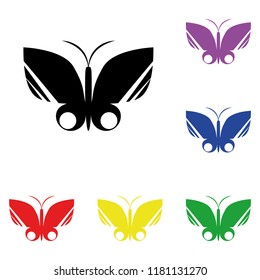 Elements of butterfly in multi colored icons. Premium quality graphic design icon. Simple icon for websites, web design, mobile app, info graphics on white background