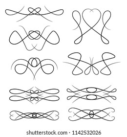 Elements of calligraphic design for wedding invitations, mock-ups, diplomas, letters, banners and other promotional materials.