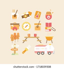 elements for camping and picnic vector set