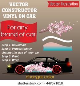 Elements for carwrap, vinyl sticker, polymer film. Vector constructor - EPS10