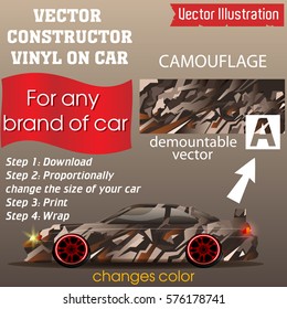 Elements for carwrap, vinyl sticker, polymer film. Drift car. Vector constructor - EPS10