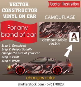 Elements for carwrap, vinyl sticker, polymer film. Drift car. Vector constructor - EPS10