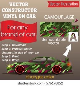 Elements for carwrap, vinyl sticker, polymer film. Drift car. Vector constructor - EPS10