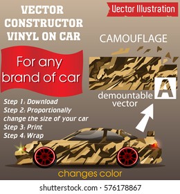 Elements for carwrap, vinyl sticker, polymer film. Drift car. Vector constructor - EPS10
