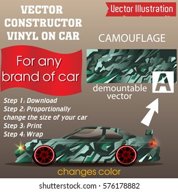 Elements for carwrap, vinyl sticker, polymer film. Drift car. Vector constructor - EPS10