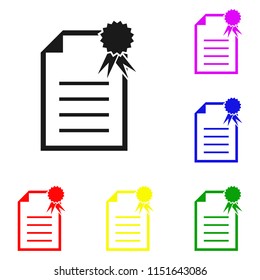 Elements of certificate, diploma in multi colored icons. Premium quality graphic design icon. Simple icon for websites, web design, mobile app, info graphics on white background
