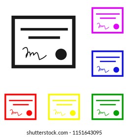 Elements of certificate, diploma in multi colored icons. Premium quality graphic design icon. Simple icon for websites, web design, mobile app, info graphics on white background