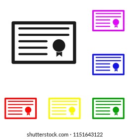 Elements of certificate in multi colored icons. Premium quality graphic design icon. Simple icon for websites, web design, mobile app, info graphics on white background