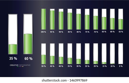Elements Chart bar with the indication of percentages. 