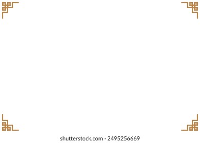 Elements of chinese style frames border. Gold on white classic oriental motifs. Design print for greeting cards, wedding invitations, restaurant menu, royal certificates. Set 82
