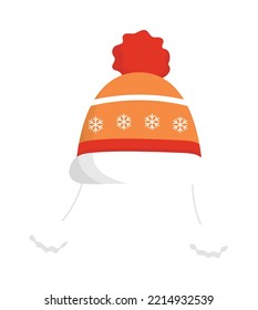 Elements of Christmas: woolen hat, warm winter hat, christmas hat, vector cartoon style