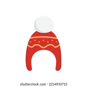 Elements of Christmas: woolen hat, warm winter hat, christmas hat, vector cartoon style