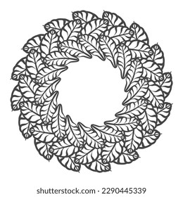 Los elementos de los motivos circulares de la hoja pueden utilizarse como referencia para la realización de impresiones haciendo estados con corte láser