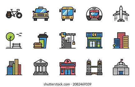 Elements City And Street Icons, Park, City, Building,