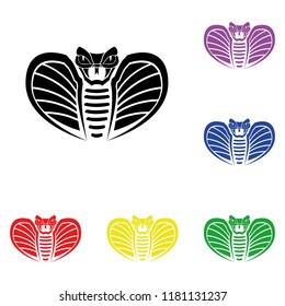 Elements of cobra snake in multi colored icons. Premium quality graphic design icon. Simple icon for websites, web design, mobile app, info graphics on white background