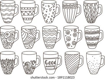 Elemente des KAFFEE-HAUS, EPS-Format, handgezeichnet