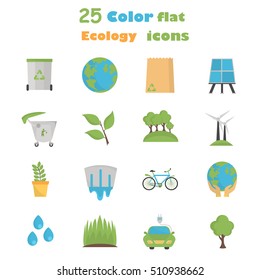 E?ology elements color icons set. Flat design