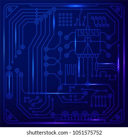 Elements of computer chip for creating a fashionable technological abstract poster. Flat vector cartoon illustration. Objects isolated on white background.