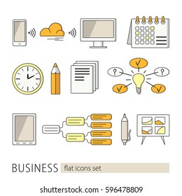 Elements and concepts of business, office work. Colorful modern design illustrations
