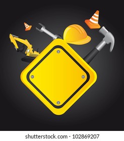 elements of construction over black background. vector illustration