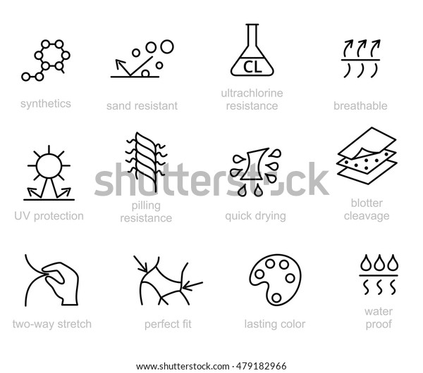 エレメント 綿 羊毛 防水 紫外線防護 線形摩耗ラベル 繊維産業の絵文字 のベクター画像素材 ロイヤリティフリー